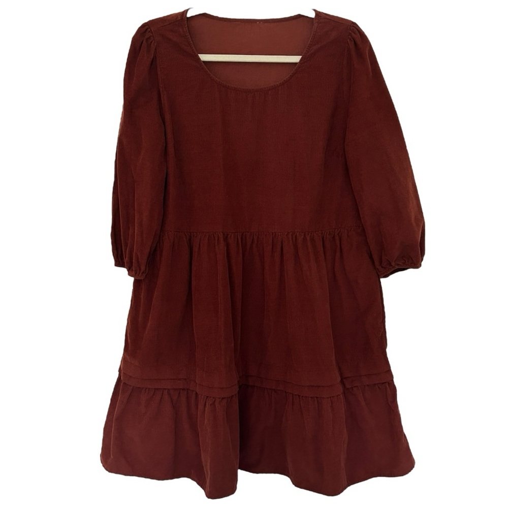 Women’s Long Sleeve Rust Corduroy Babydoll Dress‎  Sz M